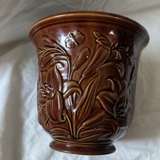 Portmeirion Bell Shaped Plant Pot Vintage 1970s Lilly Brown Glazed Planter