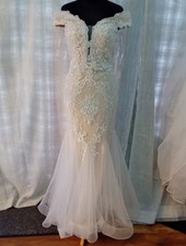 Wedding Dress size 8 ivory/gold lace Jora, check measurements A