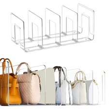 Acrylic Purse Holder 4 Sections Closet Shelf Divider Display Stand Organizers