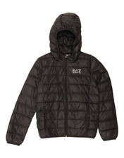 EMPORIO ARMANI Boys Hooded Padded Jacket 13-14 Years Black Polyamide BX05