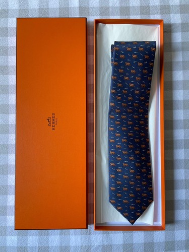 Hermès silk tie men navy - tie, men's