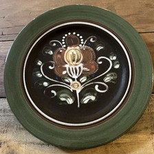 Signed Hugo Kohler Biel, with original sticker, Swiss Folk Art Plate 8” Slipware