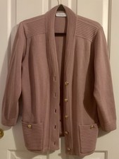 Grazia Made In Italy Mauve Knitted Long Sleeve Cardigan Size 10 - V. Small Hole