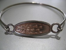 SILVER & PINK ENAMEL BANGLE BRACELET BY MALCOLM GRAY ORTAK SCOTTISH DESIGNER MG