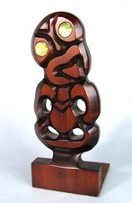 MAORI TIKI BOOKEND HAND CARVED