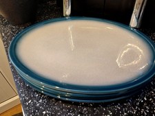 WEDGWOOD BLUE PACIFIC OVAL STEAK PLATES X 4