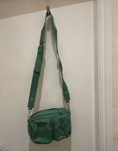 Green quilted faux leather - quilted,