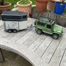 Bruder Land Rover Defender And Horse Box Trailer, 1:16 Scale from 2010.
