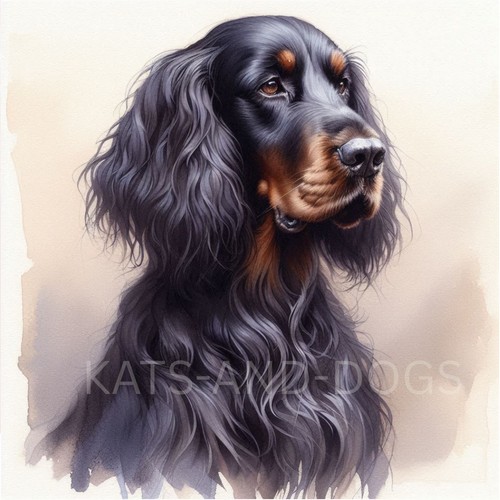 Gordon setter dog watercolour - setter,