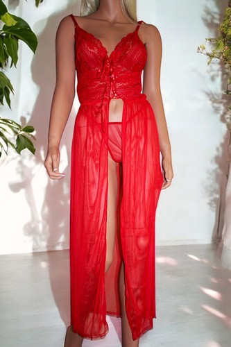 Red mesh babydoll - mesh, nightdress