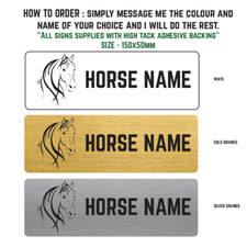 Personalised Horse / Stable Door Trailer Metal Name Sign Plaque Size 150x50mm