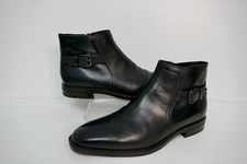 ECCO SHOCKPOINT BLACK LEATHER CLASSIC FORMAL SIDE ZIP ANKLE BOOTS UK8 EXTRA WIDE