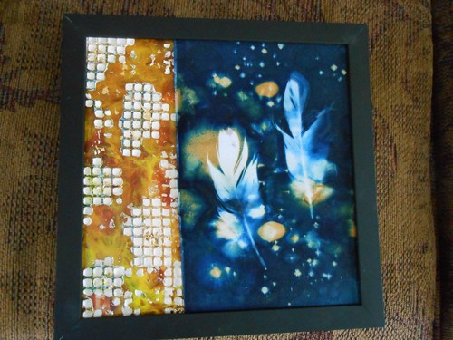 Encaustic cyanotype artwork - &,