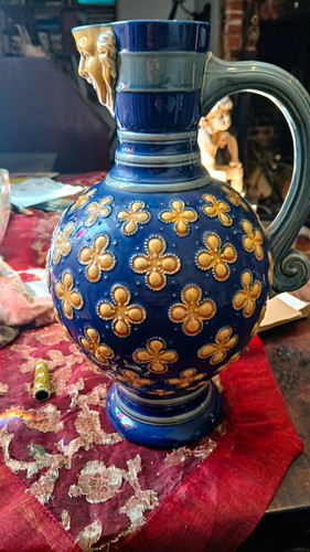 Minton blue gold majolica - &,
