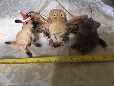 ??NATURAL FESTIVE/CHRISTMAS HANGING DECORATIONS -owl,  dog & kangaroo??