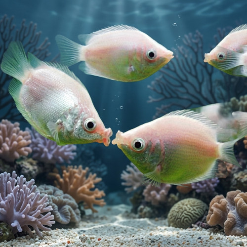 Pack pink kissing gourami - kissing,