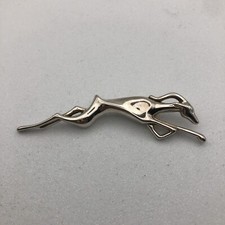 Large Vintage Greyhound Brooch Silver Tone Large Pin Dog Animal Racing Jewellery