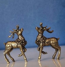 Solid Brass A Pair Of Stags
