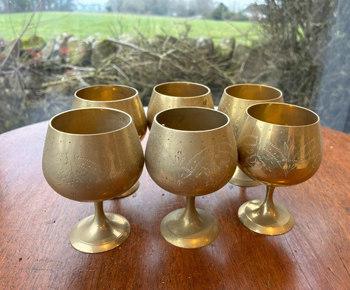 Vintage brass goblets - 6x,
