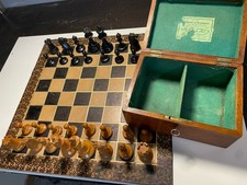Antiques Chess Set  In a Jaques Box  With Leather board