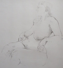 Female nude pencil drawing - female,