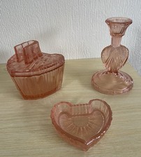 Art Deco Pink Pressed Glass