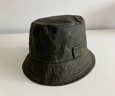 BARBOUR A115 SPORTS HAT GREEN WAX COTTON PLAID LINING SIZE MEDIUM