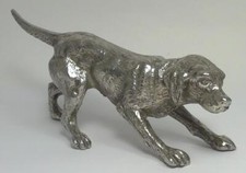 Vintage Silver-Tone Metal Figurine of Hunting Dog / Foxhound (6 ¾” long) – 468g
