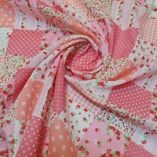 Floral Gingham Poly Cotton Fabric Polycotton Quilting Dress Craft Material 45"