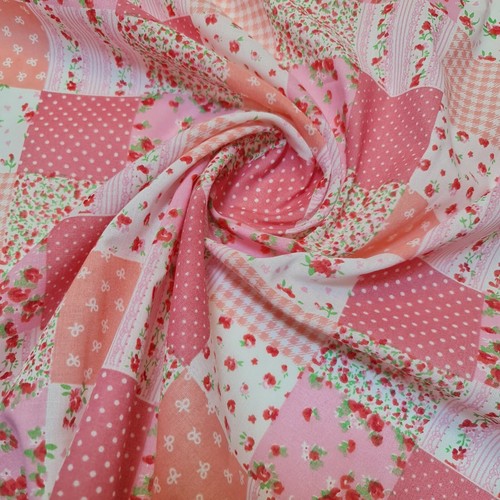 Floral gingham poly cotton - floral,