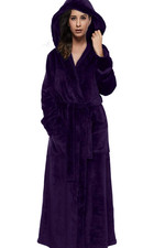 BELLOO Women Full Long Hooded Dressing Gowns Soft Warm Bath Robe Plush