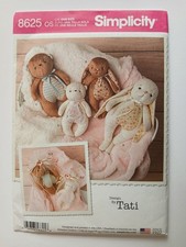 Uncut Soft Toy Teddy Bear Bunny Rabbit Sewing Pattern  Simplicity 8625