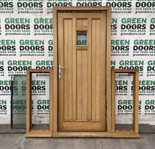 SOLID OAK FRONT DOOR WITH SIDELIGHTS SIDE WINDOWS EXTERNAL EXTERIOR WOOD USED