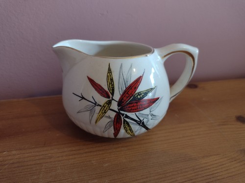 Vintage milk jug bamboo - jug,