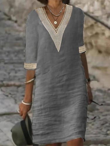 Cotton linen ladies dress - ladies,