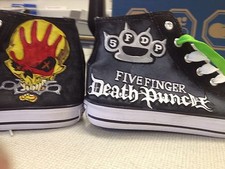 FIVE FINGER DEATH PUNCH HAND PAINTED SHOES CUSTOMISED TO ORDER