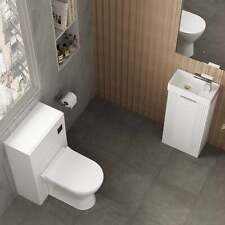Deco Cloakroom Bathroom Suite Satin White & Chrome Finishing Sink Toilet