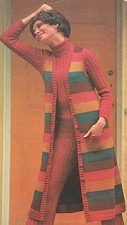 Knitting Pattern Lady's Long Striped Waistcoat. Hippie/Boho. 33 to 40 Inch Bust.