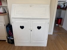 Shabby chic vintage Wooden Bureau Writing Desk with Original Key Lock