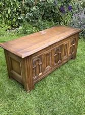 Antique Reproduction Wood Bros Old Charm Blanket Storage Box Coffee Table