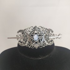 Women's Triple Moon Hairpin Gothic Witch's Pentagram & Crescent Moon Hair Pin