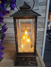 Lantern Decoration Battery  Operated With 3 Candles Snow Globe 28cm