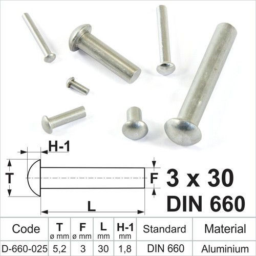 Solid aluminium round head - round,