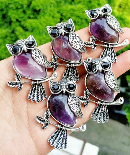 10pcs amethyst stone owl - amethyst,