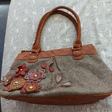 Ladies Brown Hand/Shoulder Bag With Three Compartments (9-J-B3)