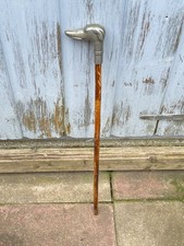 Vintage Pewter Grey Hound Mounted Swagger Stick Height - 57.5 cm Heavy Head