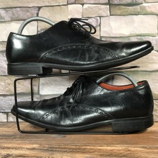 Jeff Banks Edward 4 Eye Diamond Punch Black Leather Lace Shoes - UK 9 / EU 43