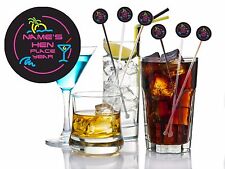 Pack of 5 Personalised Hen / Birthday/Any occasion Neon Cocktail drink stirrers