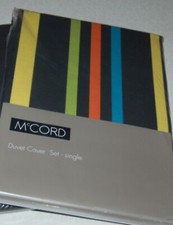 BLACK  MULTI  STRIPE  DUVET  COVER  AND  PILLOWCASE  SET  SINGLE  BED  SIZE