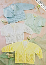 473 PREMATURE BABY 3PLY LACY CARDIGANS 12 TO 18" VINTAGE KNITTING PATTERN COPY
